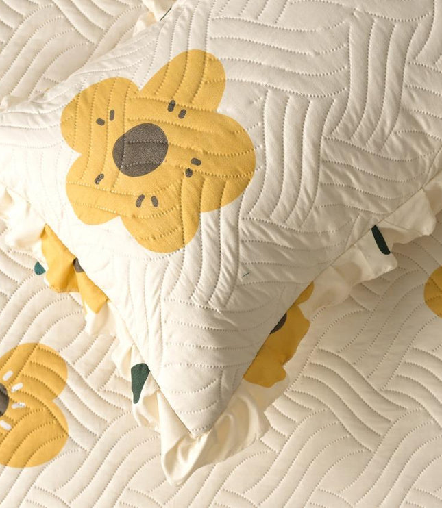 Printed Grace Frill Bedcover - Sunflare Elegance