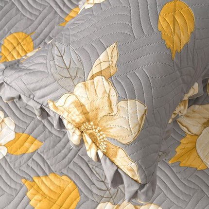 Printed Grace Frill Bedcover - Champagne Petals