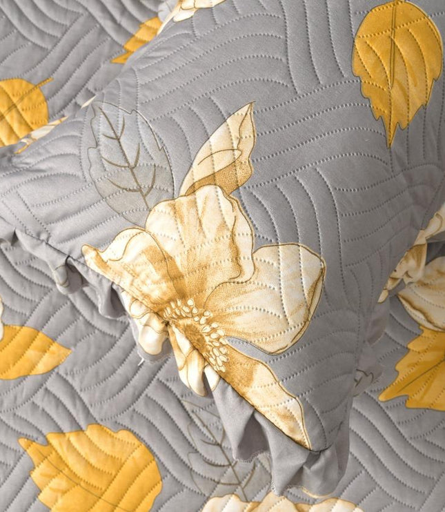 Printed Grace Frill Bedcover - Champagne Petals