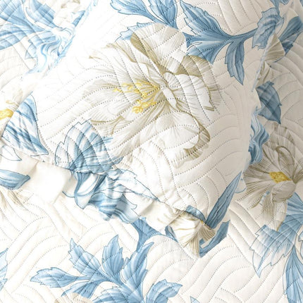 Printed Grace Frill Bedcover - Azure Petals