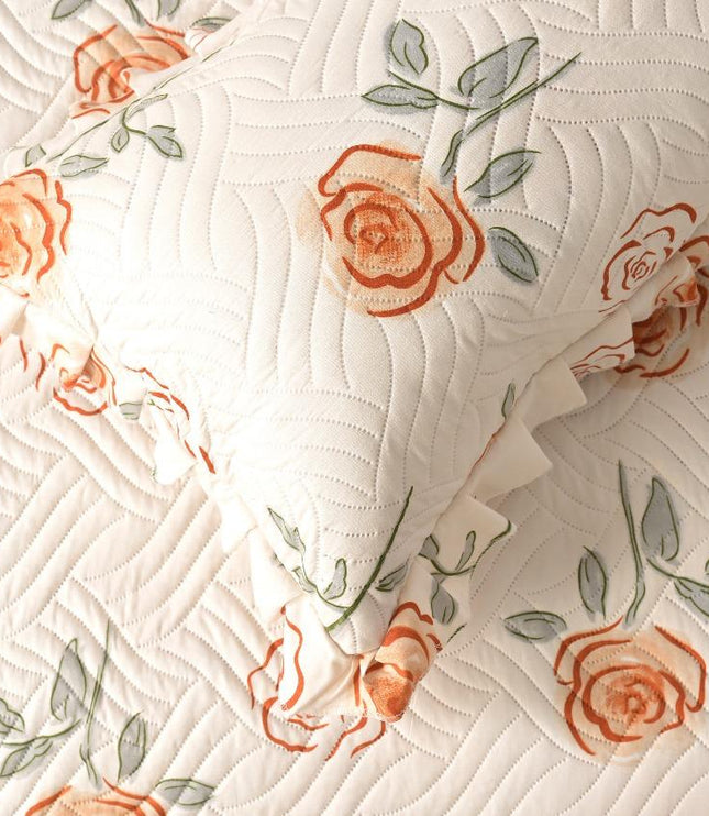 Printed Grace Frill Bedcover - Scarlet Garden