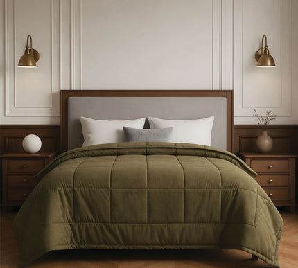 Jacquard Quilted Comforter - Olive