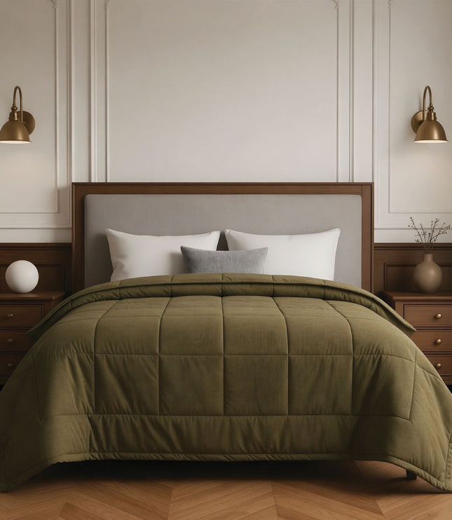 Jacquard Quilted Comforter - Olive