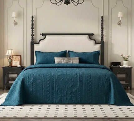 Classic Solid Bedcover Set Royal Blue