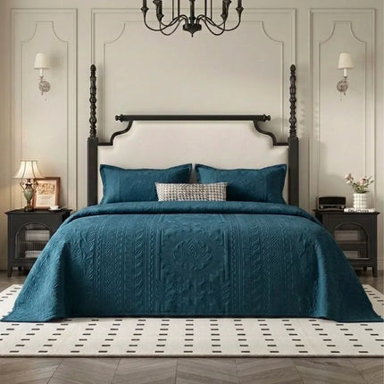 Classic Solid Bedcover Set Royal Blue