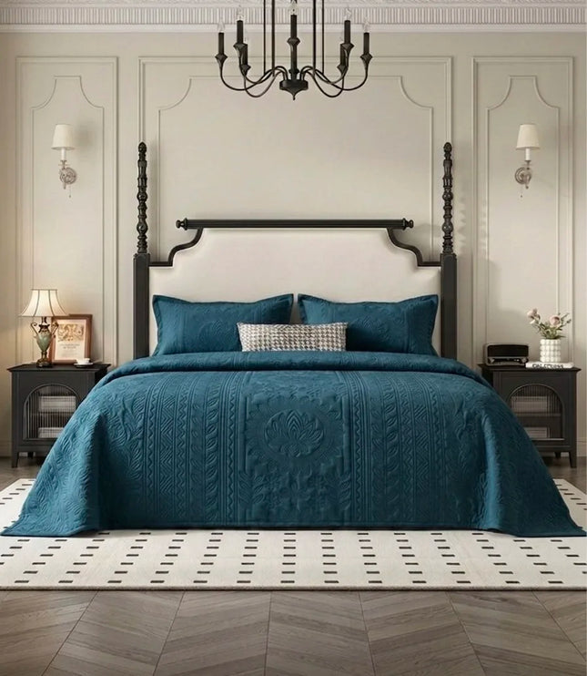 Classic Solid Bedcover Set Royal Blue