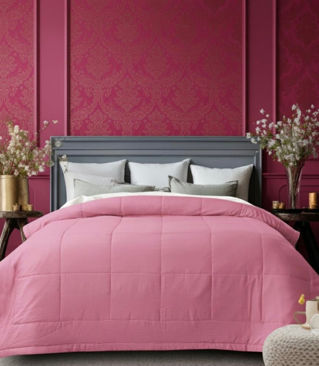 Jacquard Quilted Comforter - Pink