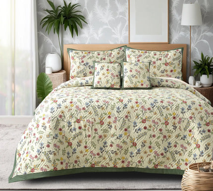 Dreamy Printed Bedcover Set Green Floral