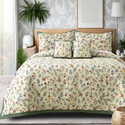 Dreamy Printed Bedcover Set Green Floral