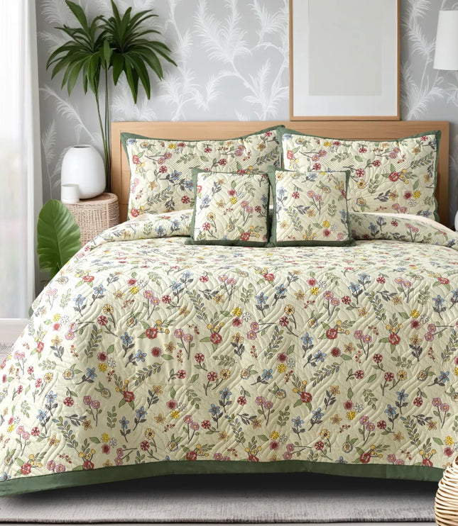 Dreamy Printed Bedcover Set Green Floral