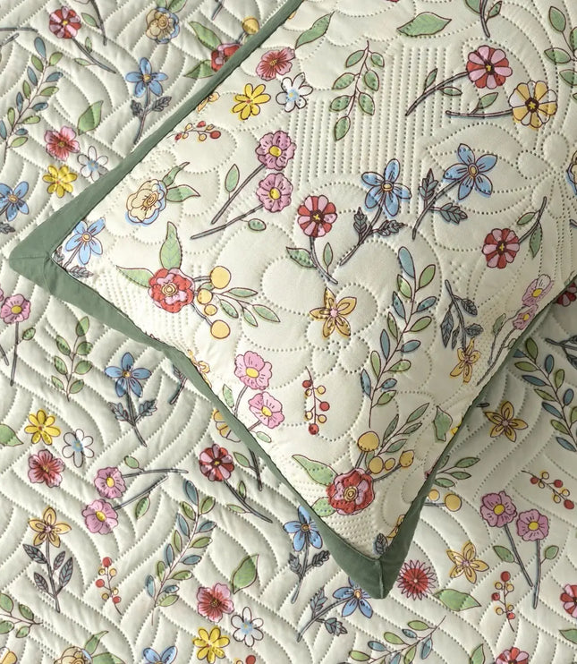 Dreamy Printed Bedcover Set Green Floral