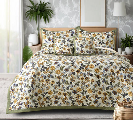 Dreamy Printed Bedcover Set Green White