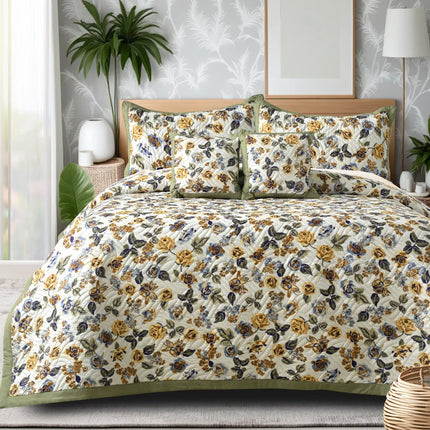 Dreamy Printed Bedcover Set Green White