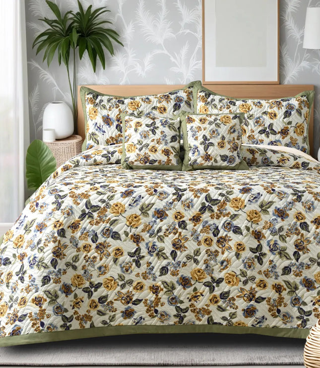 Dreamy Printed Bedcover Set Green White