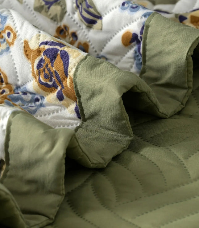 Dreamy Printed Bedcover Set Green White