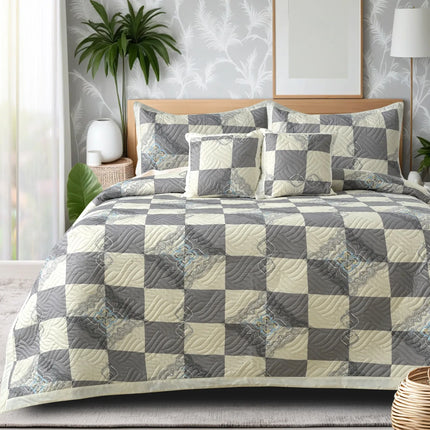 Dreamy Printed Bedcover Set - Grey White