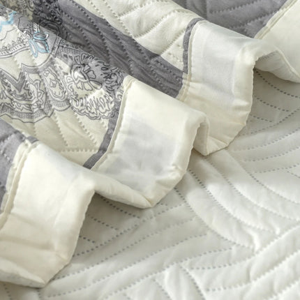 Dreamy Printed Bedcover Set - Grey White