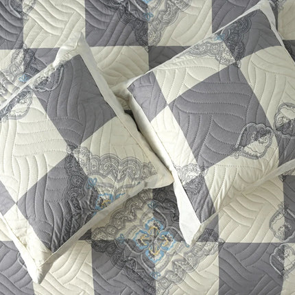 Dreamy Printed Bedcover Set - Grey White