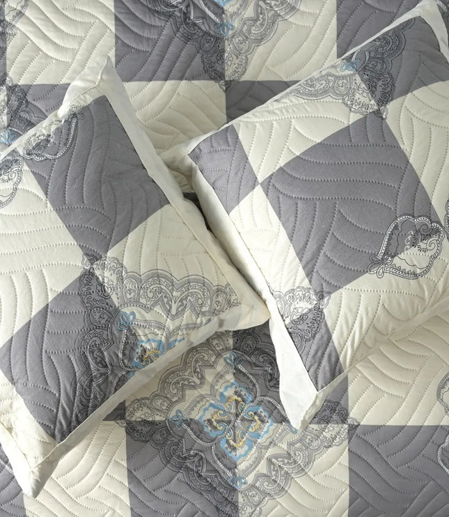 Dreamy Printed Bedcover Set - Grey White