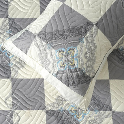 Dreamy Printed Bedcover Set - Grey White