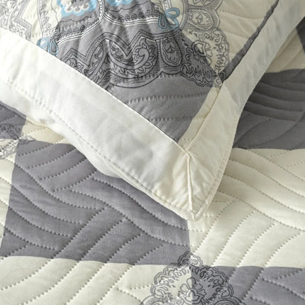 Dreamy Printed Bedcover Set - Grey White
