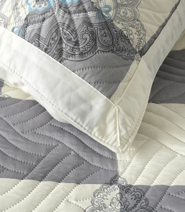 Dreamy Printed Bedcover Set - Grey White