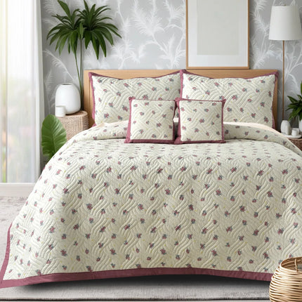 Dreamy Printed Bedcover Set - Pink White