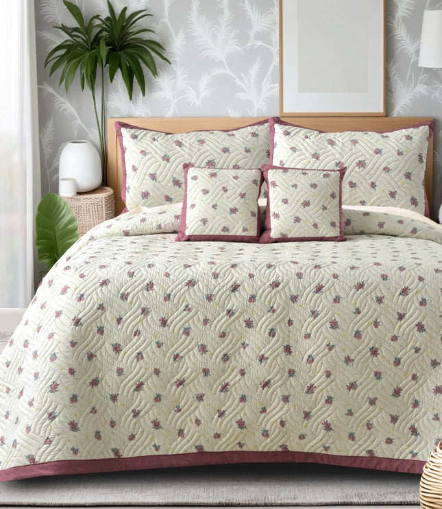 Dreamy Printed Bedcover Set - Pink White
