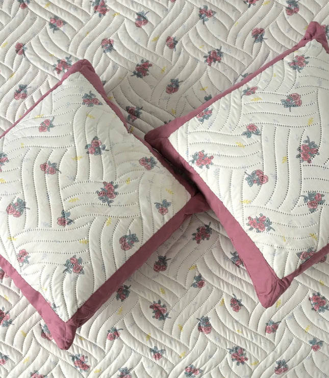 Dreamy Printed Bedcover Set - Pink White