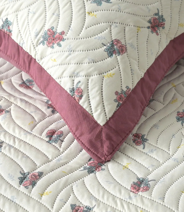 Dreamy Printed Bedcover Set - Pink White