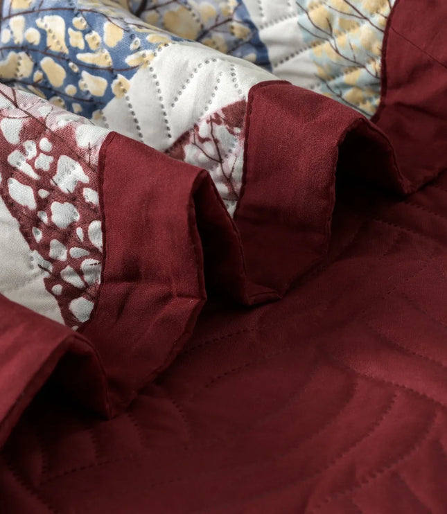 Dreamy Printed Bedcover Set - Red White