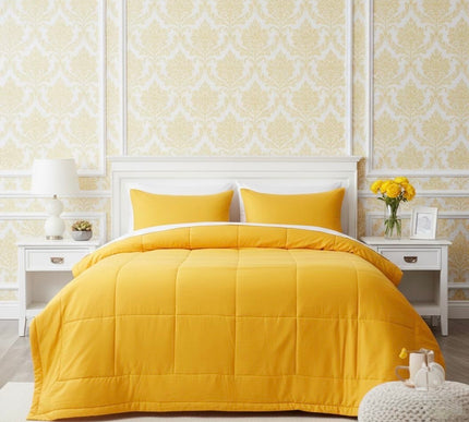 Jacquard Quilted Comforter - Mango Yellow
