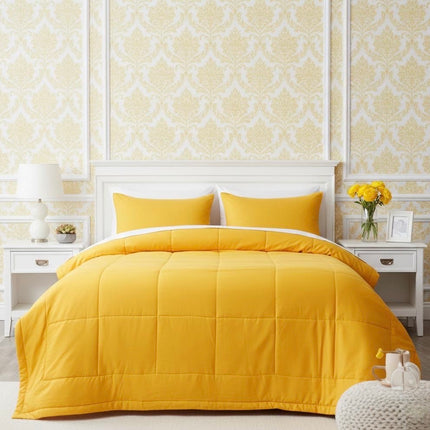 Jacquard Quilted Comforter - Mango Yellow
