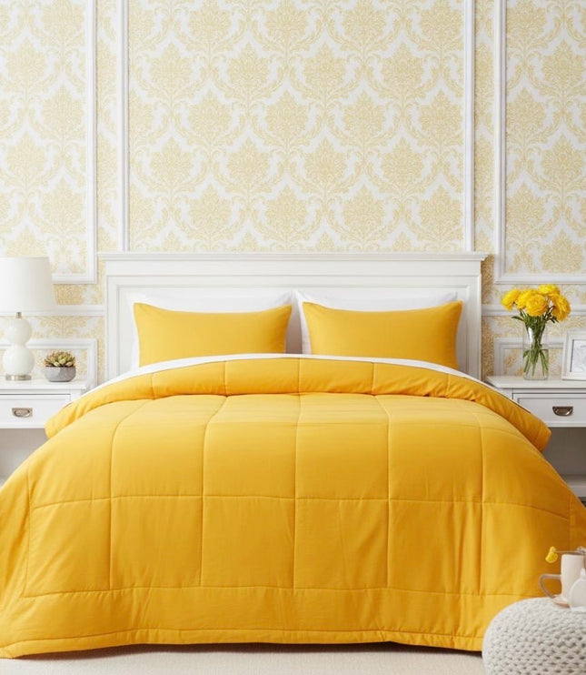 Jacquard Quilted Comforter - Mango Yellow