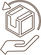 Icon of a hand holding a box with an arrow, symbolizing logistics or delivery.