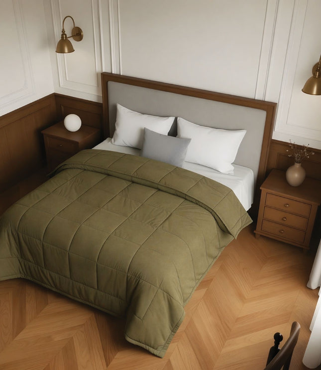 Jacquard Quilted Comforter - Olive