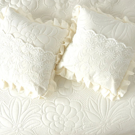 Imperial Lace & Frill Bedcover Set - White